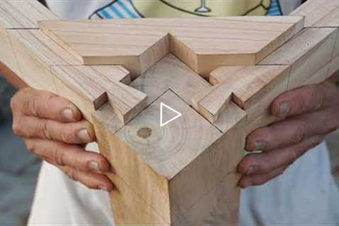 Build Hand Cut Mitred Wood Dovetails    Amazing Traditional Japan Woodworking Skills Without Screw