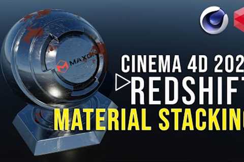 Redshift 3.5.8 Material Stacking Tutorial - New Cinema 4D 2023 Feature - Easy Stickers